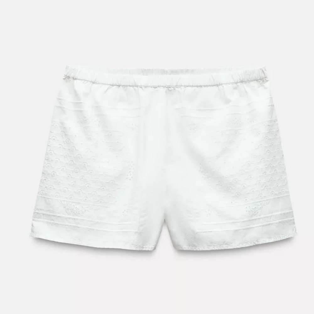 NWT Zara 100% cotton off white shorts with eyelet pockets in XXL - Picture 2 of 12